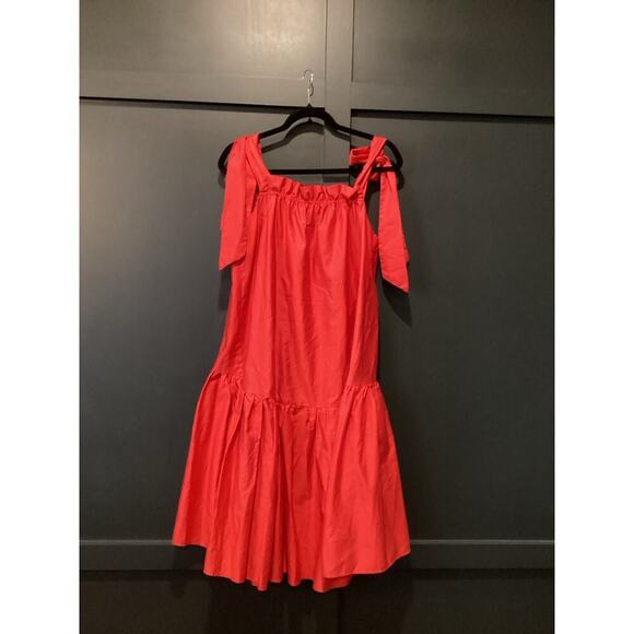 Kasia tuckernuck tiered ruffle shift cotton sun Dress red Orange Medium - Picture 2 of 8